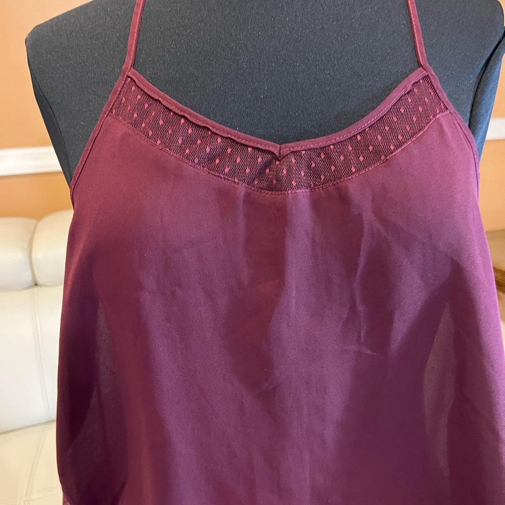 Burgundy sheer top from Garage